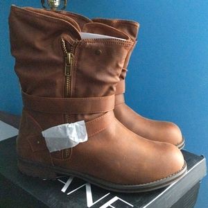 Brown wide width Lane Bryant Moto boots